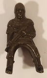 Vintage Japanese Samurai Soldier with Armor and Sword Miniature1 3/8" Bronze Metal Toy Figurine