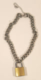 Silver tone Heavy Thick Chain with Padlock 13" Necklace