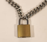 Silver tone Heavy Thick Chain with Padlock 13" Necklace