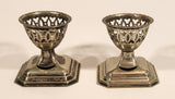 Vintage Ornate Perforated 2 3/8" Silver Tone Metal Egg Cup Holders Set of 2 Made in England