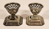 Vintage Ornate Perforated 2 3/8" Silver Tone Metal Egg Cup Holders Set of 2 Made in England