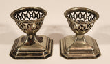 Vintage Ornate Perforated 2 3/8" Silver Tone Metal Egg Cup Holders Set of 2 Made in England