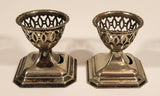 Vintage Ornate Perforated 2 3/8" Silver Tone Metal Egg Cup Holders Set of 2 Made in England