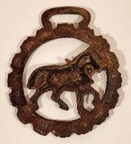 Antique Trotting Shire Horse Themed Horse Brass Medallion 3 1/4" x 3 3/4"