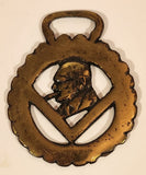 Antique Winston Churchill Themed Horse Brass Medallion 2 1/2" x 3 1/8"