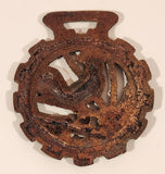 Antique Rooster Themed Horse Brass Medallion 2 3/4" x 3 1/4"