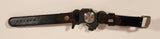 Amona Brass Motorcycle Leather Strap Swiss Quartz Wristwatch