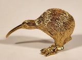 New Zealand Kiwi Bird Small 1 5/8" Gold Tone Metal Figurine