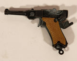 Vintage Victory 1980s German Mauser Pistol Miniature Metal Cap Gun Keychain Charm Made in Hong Kong