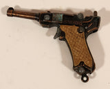 Vintage Victory 1980s German Mauser Pistol Miniature Metal Cap Gun Keychain Charm Made in Hong Kong