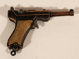 Vintage Victory 1980s German Mauser Pistol Miniature Metal Cap Gun Keychain Charm Made in Hong Kong