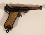 Vintage Victory 1980s German Mauser Pistol Miniature Metal Cap Gun Keychain Charm Made in Hong Kong
