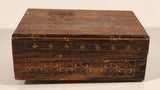 Rare Antique Regue Switzerland Engraved Wood Jewelry Music Box