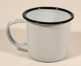 White with Black Rim Small 2 1/4" Kid's Enamel Metal Mug Cup With Handle
