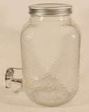 Vintage Bubble Pebble Textured Water Jug Dispenser 10" Clear Glass Bottle with Metal Lid