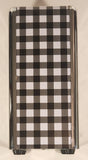 Black, Grey, and White Checkered Metal Napkin Dispenser