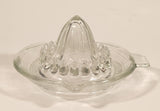 Vintage 1940s Lemon Hand Juicer Reamer Ringed Depression Glass Bowl with Handle and Pour Spout