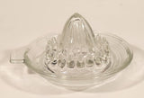 Vintage 1940s Lemon Hand Juicer Reamer Ringed Depression Glass Bowl with Handle and Pour Spout