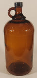 Vintage Perfex Bleach 10 3/4" Brown Amber Glass Bottle Jug with Handle and Black Plastic Lid