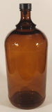 Vintage Perfex Bleach 10 3/4" Brown Amber Glass Bottle Jug with Handle and Black Plastic Lid