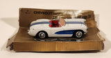 New Ray City Cruiser Collection Chevrolet 1957 Corvette Convertible White with Blue Stripes 1/43 Scale Die Cast Toy Car Vehicle On Cardboard Backing