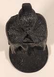 Vintage Coco Joe's Hawaii King Kamehameha I 5 1/2" Tall Carved Lava Rock Figurine Sculpture Curved Base