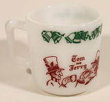 Vintage Hazel Atlas Tom And Jerry Auld Lang Syne Sheet Music 3" White Milk Glass Coffee Mug Cup