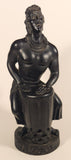 Vintage 1975 A Hip Original F-25 Hawaiian Warrior Drummer 12" Tall Carved Lava Rock Figurine Sculpture