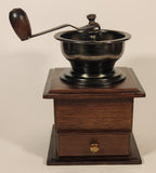French Style Wood and Dark Metal Coffee Grinder Mill