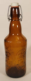 Vintage Fischer Biere d'Alsace Embossed Brown Amber Glass Beer Bottle with Porcelain Swing Top Lid