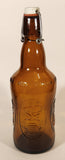 Vintage Fischer Biere d'Alsace Embossed Brown Amber Glass Beer Bottle with Porcelain Swing Top Lid