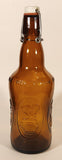 Vintage Fischer Biere d'Alsace Embossed Brown Amber Glass Beer Bottle with Porcelain Swing Top Lid