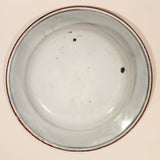 Antique Blue and Red Flower Pattern Hand Painted 9 1/2" Porcelain Enamel Metal Plate Dish