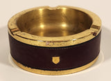 Vintage Studer ReVox Audio Equipment Brown Leather Wrapped Brass Metal Advertising Ash Tray