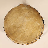 Vintage Chinese Lion Dance Drum Rawhide 8 1/4" Hand Painted Wood Instrument