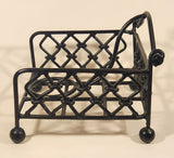 Ornate Banded Chain Link Black Heavy Cast Iron Weighted Napkin Holder