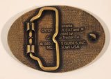 1982 CAT Caterpillar L Series Tractors Bull Dozer Oval 2 1/8" x 3 Metal Belt Buckle