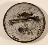 Vintage Round Brass Button 2 1/4" Metal Belt Buckle