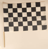 Black and White Checkered Flag Signed Autographed 12" x 18" Racing Flag on Wood Pole