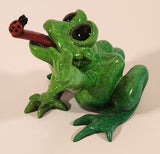 2009 Kitty Critters Bugsy Green Front with Ladybug On It's Tongue 3 1/4" Ceramic Figurine