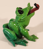 2009 Kitty Critters Bugsy Green Front with Ladybug On It's Tongue 3 1/4" Ceramic Figurine