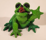 2009 Kitty Critters Bugsy Green Front with Ladybug On It's Tongue 3 1/4" Ceramic Figurine