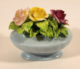 Vintage Stanley Bone China England Miniature Blue Vase Porcelain Floral Flower Bouquet