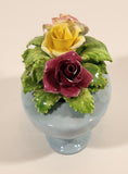 Vintage Stanley Bone China England Miniature Blue Vase Porcelain Floral Flower Bouquet