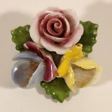 Vintage Crown Staffordshire Porcelain Floral Flower Bouquet Brooch Pin