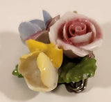 Vintage Crown Staffordshire Porcelain Floral Flower Bouquet Brooch Pin