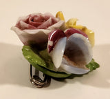 Vintage Crown Staffordshire Porcelain Floral Flower Bouquet Brooch Pin