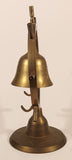 Vintage Captain's Ship Wheel Bell 9" floral Engraved Brass Metal Key Hanger