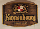 Vintage Kronenbourg Imported Beer Faux Carved Wood Style 16" x 22 3/4" Made in Belgium
