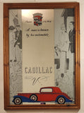 Antique Cadillac V8 V12 V16 Standard Of The World A Man Is Known By His Automobile Large 24 3/4" x 34 3/4" Wood Framed Advertising Mirror